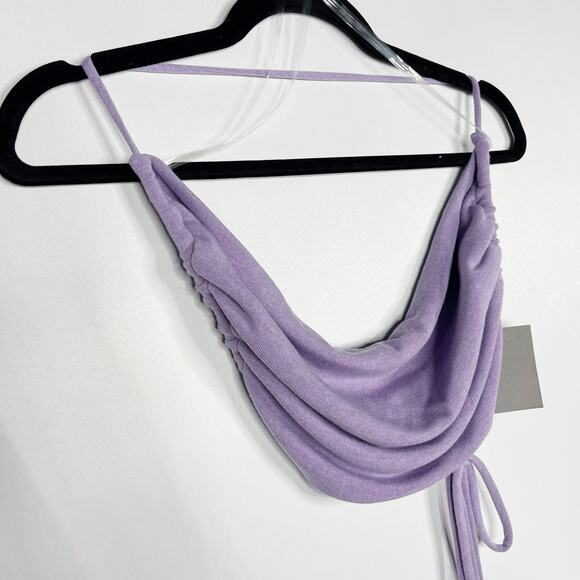 New Le Lis Small S Purple Cropped Cowl Neck Tie Open Back Summer Crop Tank - Picture 4 of 10